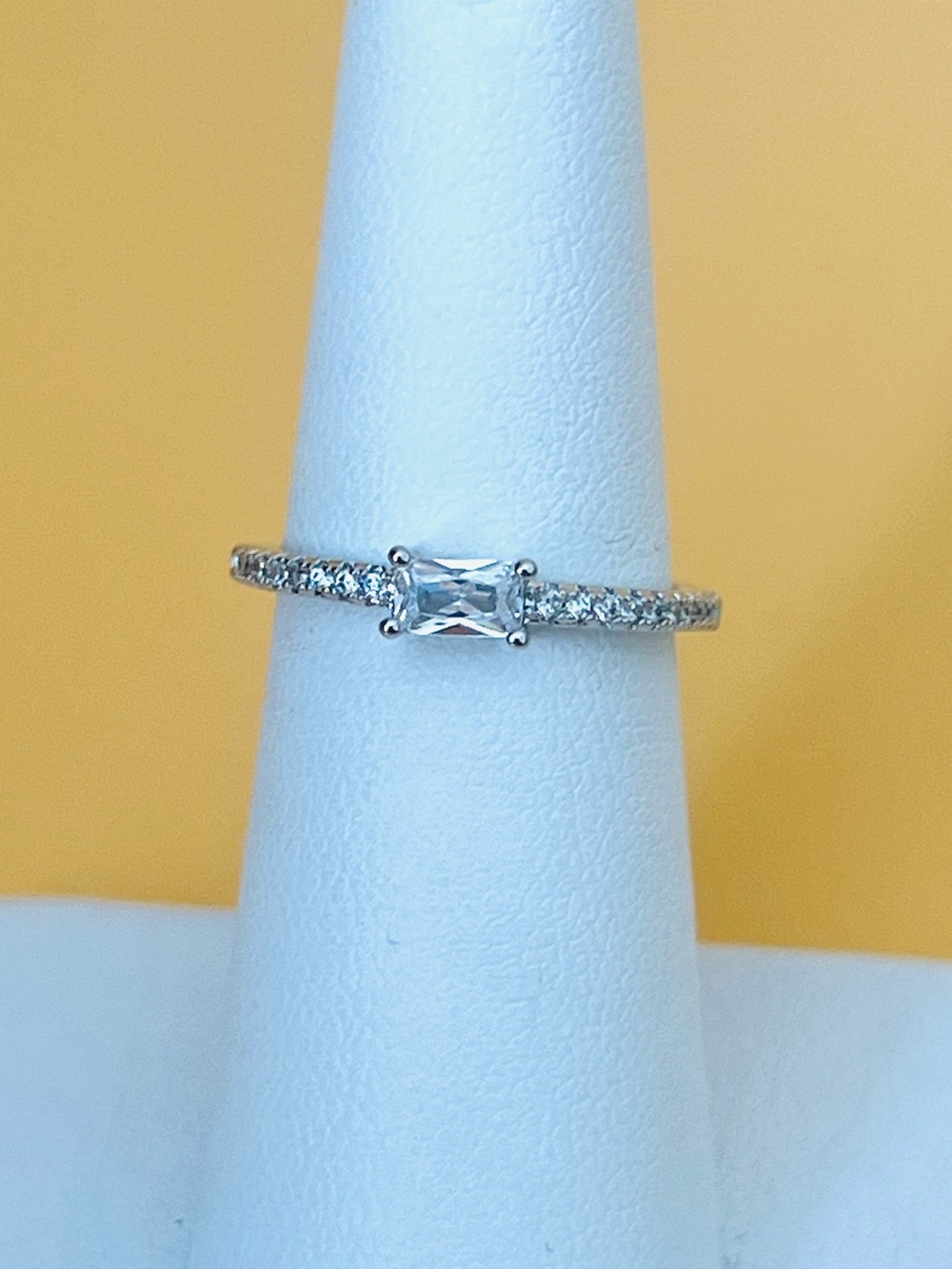 Elegant stainless steel Ring clear CZ